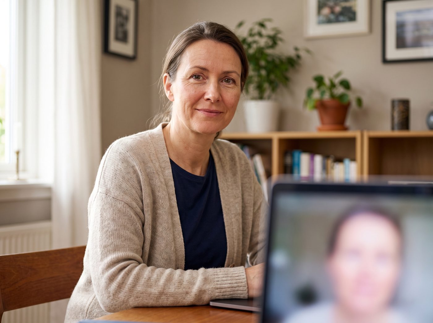 Illustrative: a telehealth clinician reviewing an intake